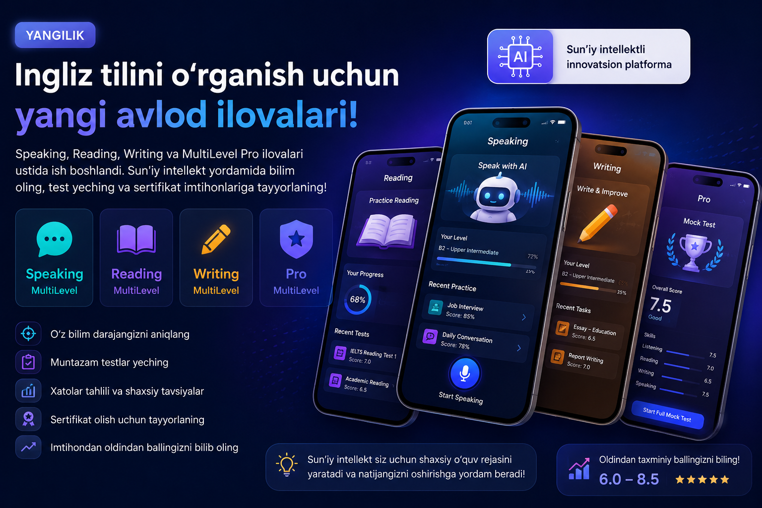Ingliz tilini o‘rganish uchun yangi avlod MultiLevel ilovalari ishlab chiqilmoqda